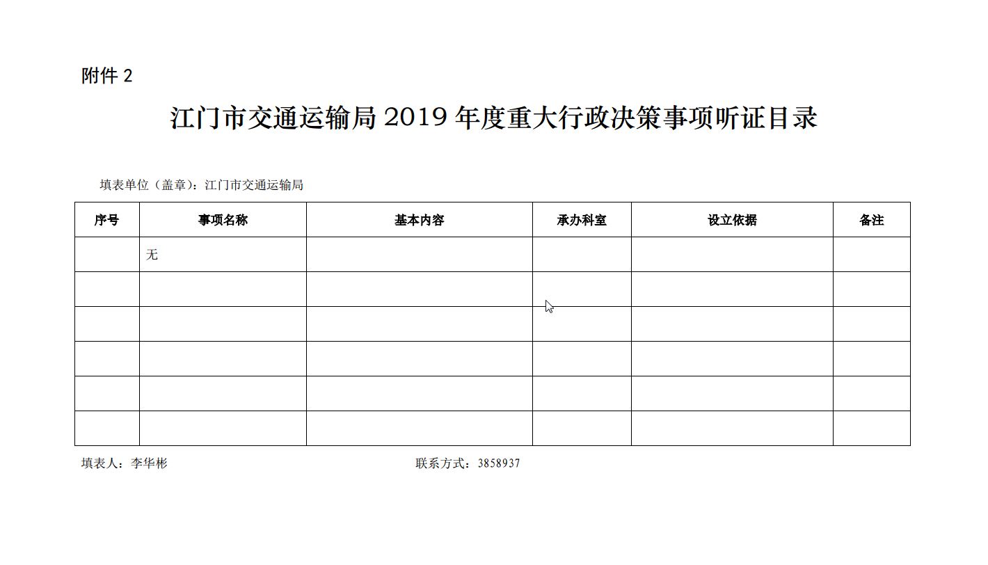 附件2 江門市交通運(yùn)輸局2019年度重大行政決策事項(xiàng)聽證目錄.png