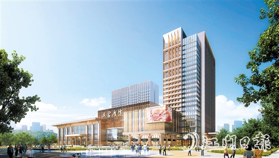 奇榜村共富廣場(chǎng)項(xiàng)目計(jì)劃打造成為高品質(zhì)城市樞紐綜合體，這是奇榜村集體經(jīng)濟(jì)升級(jí)的一大嘗試，圖為項(xiàng)目效果圖。